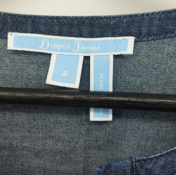 Draper James Chambray Ruffle Shift Dress Size 2 - Picture 5 of 12